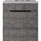 24" Gray Wood Freestanding Double Door Bathroom Vanity With White Sink - HomeRoots - Flyclothing LLC
