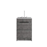 24" Gray Wood Freestanding Double Door Bathroom Vanity With White Sink - HomeRoots - Flyclothing LLC