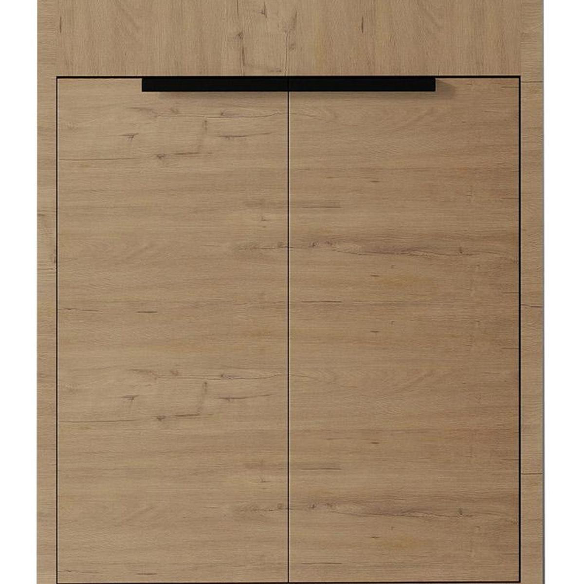 24" Brown Wood Freestanding Double Door Bathroom Vanity With White Sink - HomeRoots - Flyclothing LLC