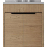 24" Brown Wood Freestanding Double Door Bathroom Vanity With White Sink - HomeRoots - Flyclothing LLC