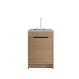 24" Brown Wood Freestanding Double Door Bathroom Vanity With White Sink - HomeRoots - Flyclothing LLC