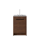 24" Brown Wood Freestanding Double Door Bathroom Vanity With White Sink - HomeRoots - Flyclothing LLC