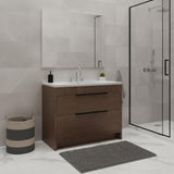 24" Brown Wood Freestanding Double Door Bathroom Vanity With White Sink - HomeRoots - Flyclothing LLC