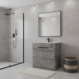 30" Gray Wood Freestanding Double Door Bathroom Vanity With White Sink - HomeRoots - Flyclothing LLC