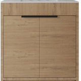 30" Brown Wood Freestanding Double Door Bathroom Vanity With White Sink - HomeRoots - Flyclothing LLC