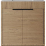 30" Brown Wood Freestanding Double Door Bathroom Vanity With White Sink - HomeRoots - Flyclothing LLC