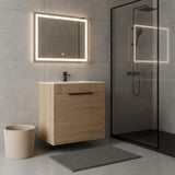 30" Brown Wood Freestanding Double Door Bathroom Vanity With White Sink - HomeRoots - Flyclothing LLC