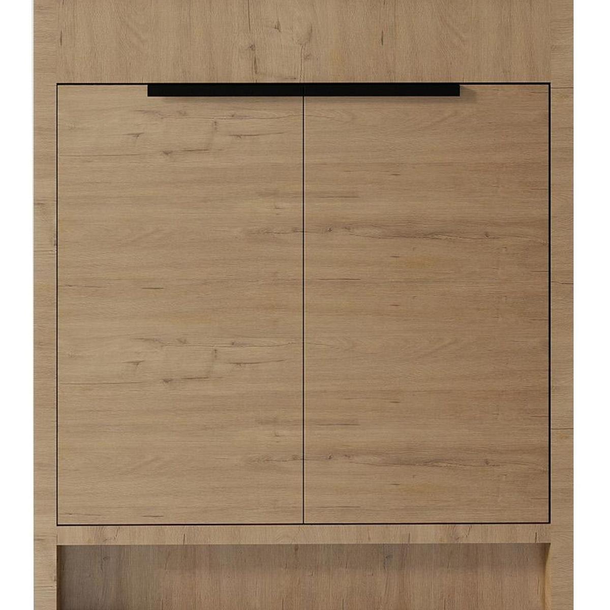 30" Brown Wood Freestanding Double Door Bathroom Vanity With White Sink - HomeRoots - Flyclothing LLC