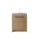 30" Brown Wood Freestanding Double Door Bathroom Vanity With White Sink - HomeRoots - Flyclothing LLC