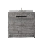 36" Gray Wood Freestanding Double Door Bathroom Vanity With White Sink - HomeRoots - Flyclothing LLC