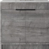 36" Gray Wood Freestanding Double Door Bathroom Vanity With White Sink - HomeRoots - Flyclothing LLC