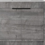 36" Gray Wood Freestanding Double Door Bathroom Vanity With White Sink - HomeRoots - Flyclothing LLC