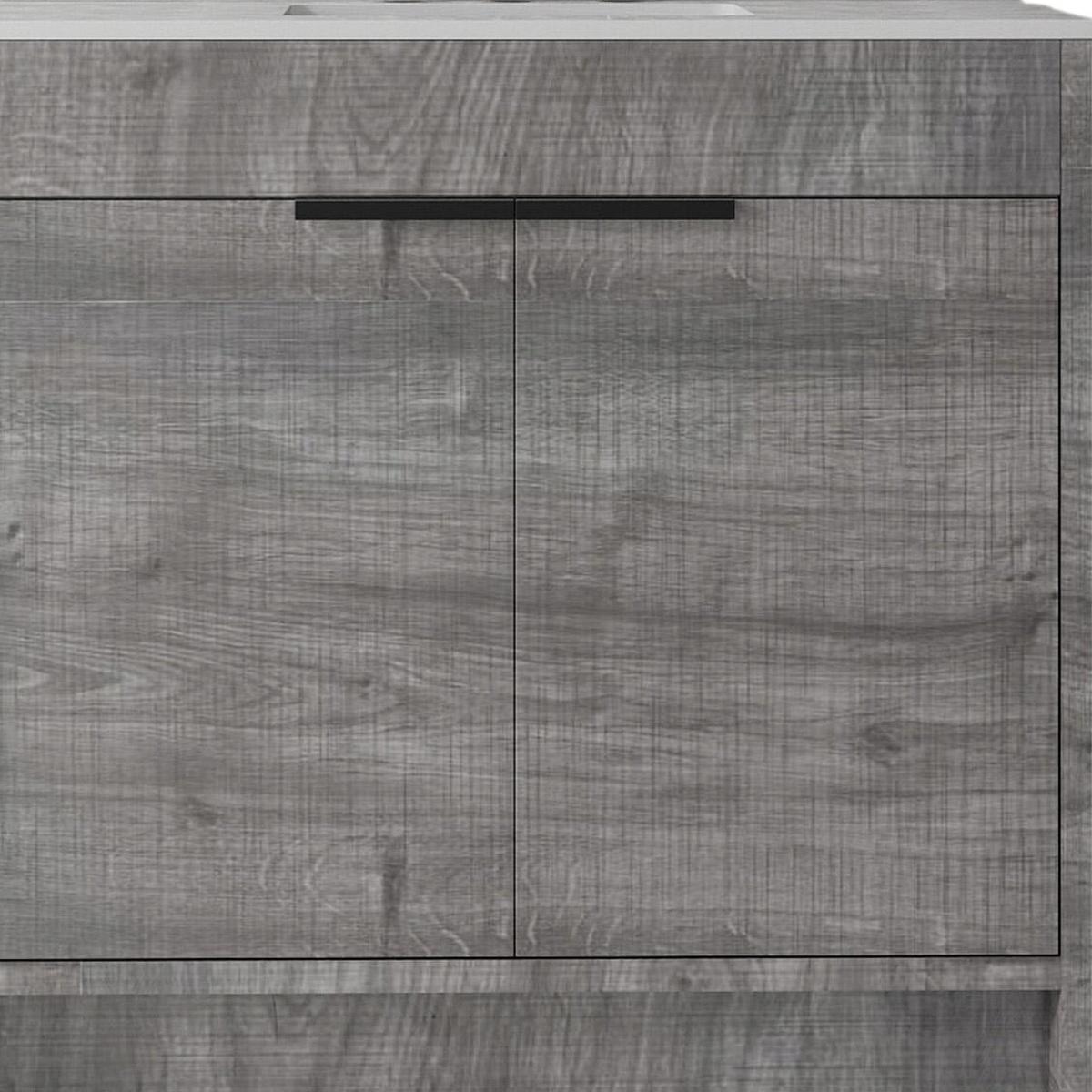 36" Gray Wood Freestanding Double Door Bathroom Vanity With White Sink - HomeRoots - Flyclothing LLC