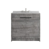 36" Gray Wood Freestanding Double Door Bathroom Vanity With White Sink - HomeRoots - Flyclothing LLC