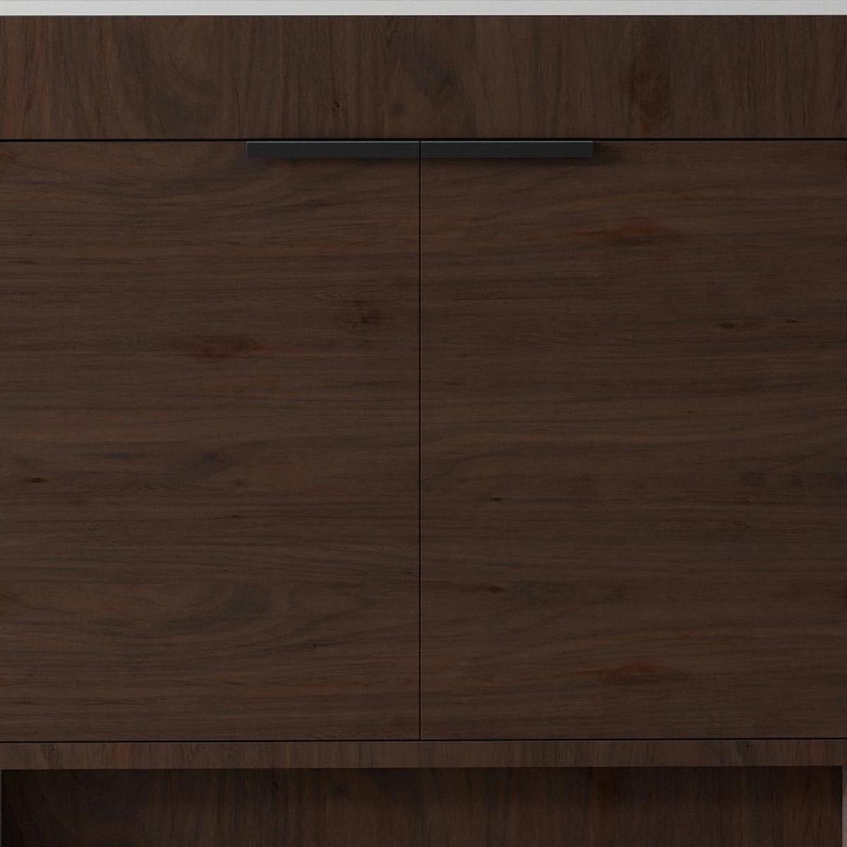 36" Brown Wood Freestanding Double Door Bathroom Vanity With White Sink - HomeRoots - Flyclothing LLC