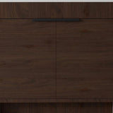 36" Brown Wood Freestanding Double Door Bathroom Vanity With White Sink - HomeRoots - Flyclothing LLC