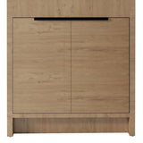 36" Brown Wood Freestanding Double Door Bathroom Vanity With White Sink - HomeRoots - Flyclothing LLC