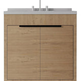 36" Brown Wood Freestanding Double Door Bathroom Vanity With White Sink - HomeRoots - Flyclothing LLC