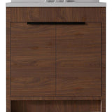 36" Brown Wood Freestanding Double Door Bathroom Vanity With White Sink - HomeRoots - Flyclothing LLC