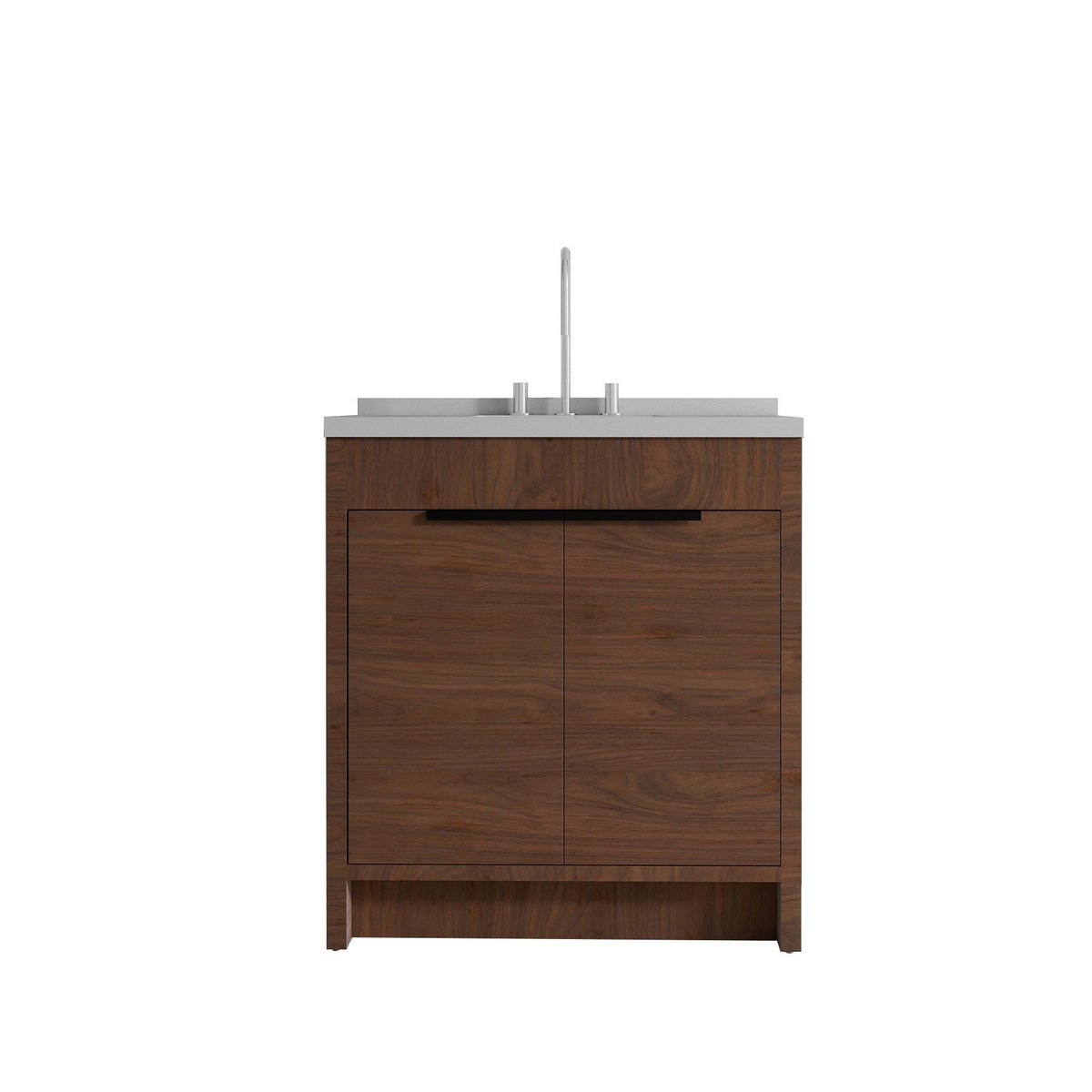 36" Brown Wood Freestanding Double Door Bathroom Vanity With White Sink - HomeRoots - Flyclothing LLC