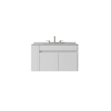 30" White Wood Floating Double Door Bathroom Vanity With Sink - HomeRoots - Flyclothing LLC
