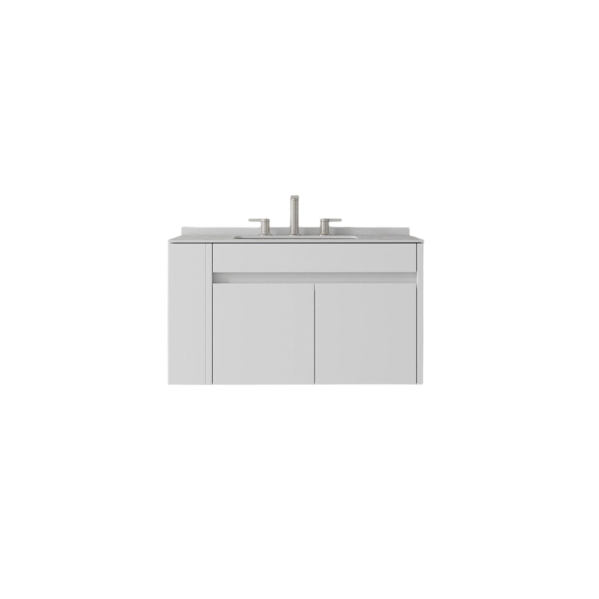 30" White Wood Floating Double Door Bathroom Vanity With Sink - HomeRoots - Flyclothing LLC