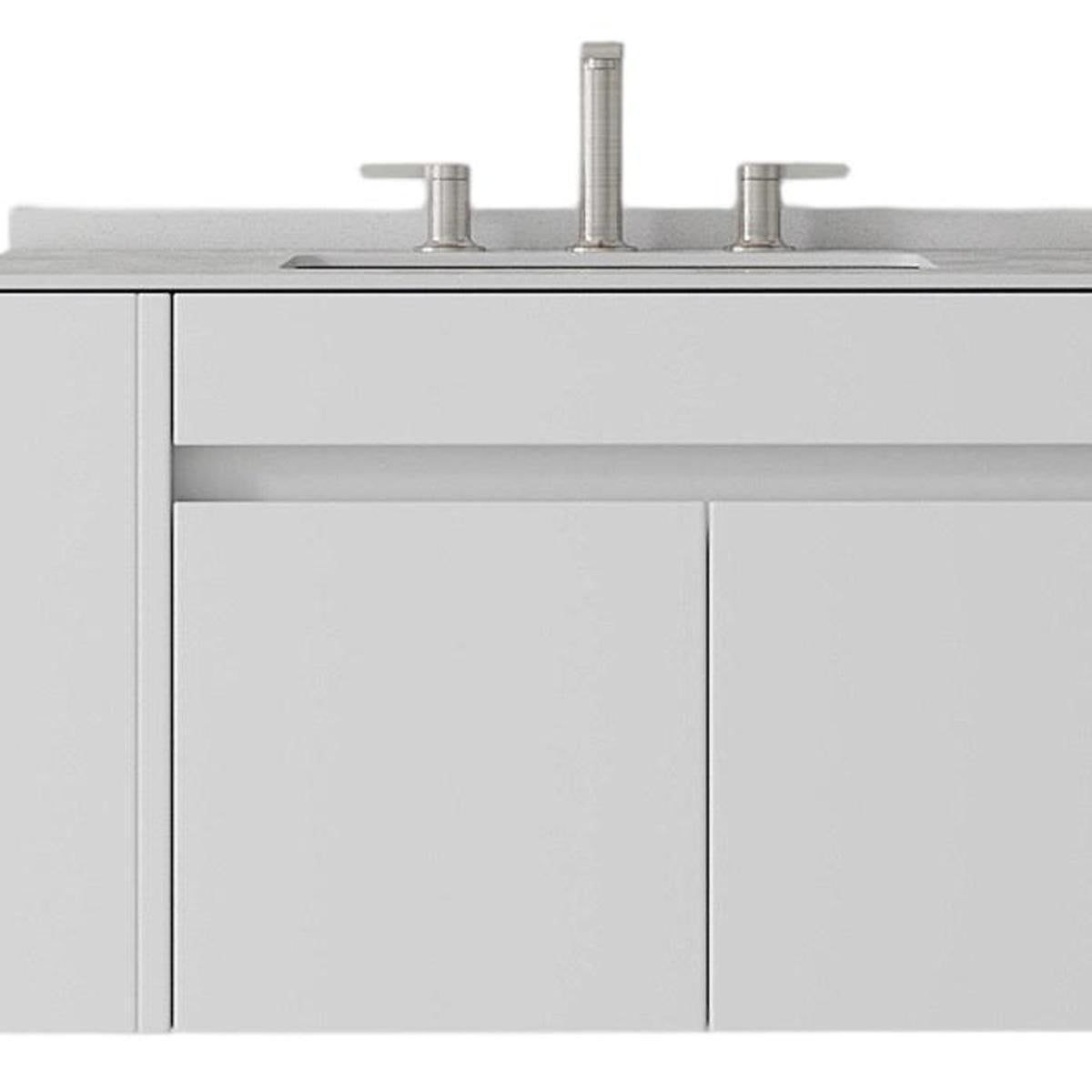 30" White Wood Floating Double Door Bathroom Vanity With Sink - HomeRoots - Flyclothing LLC