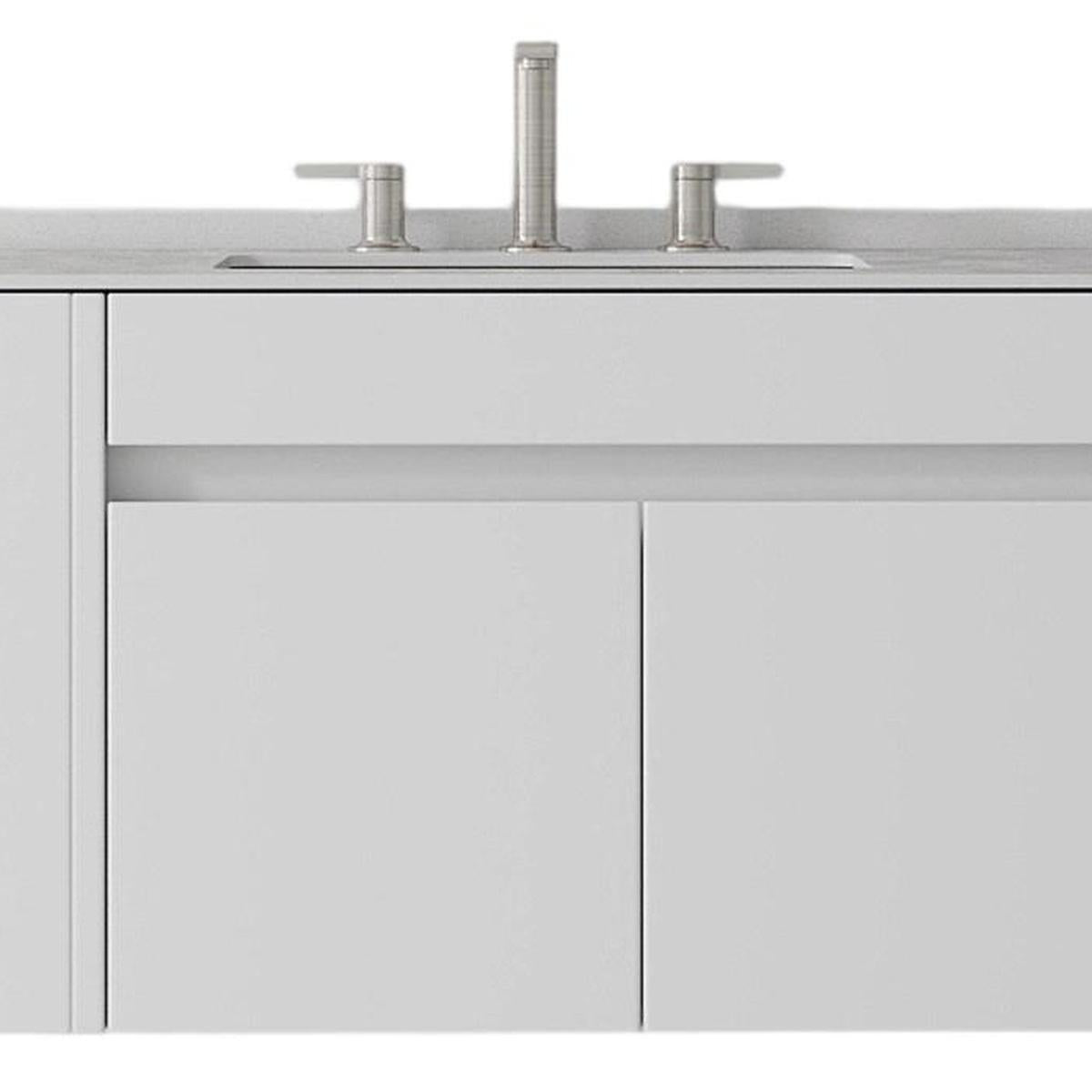 30" White Wood Floating Double Door Bathroom Vanity With Sink - HomeRoots - Flyclothing LLC