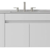 30" White Wood Floating Double Door Bathroom Vanity With Sink - HomeRoots - Flyclothing LLC