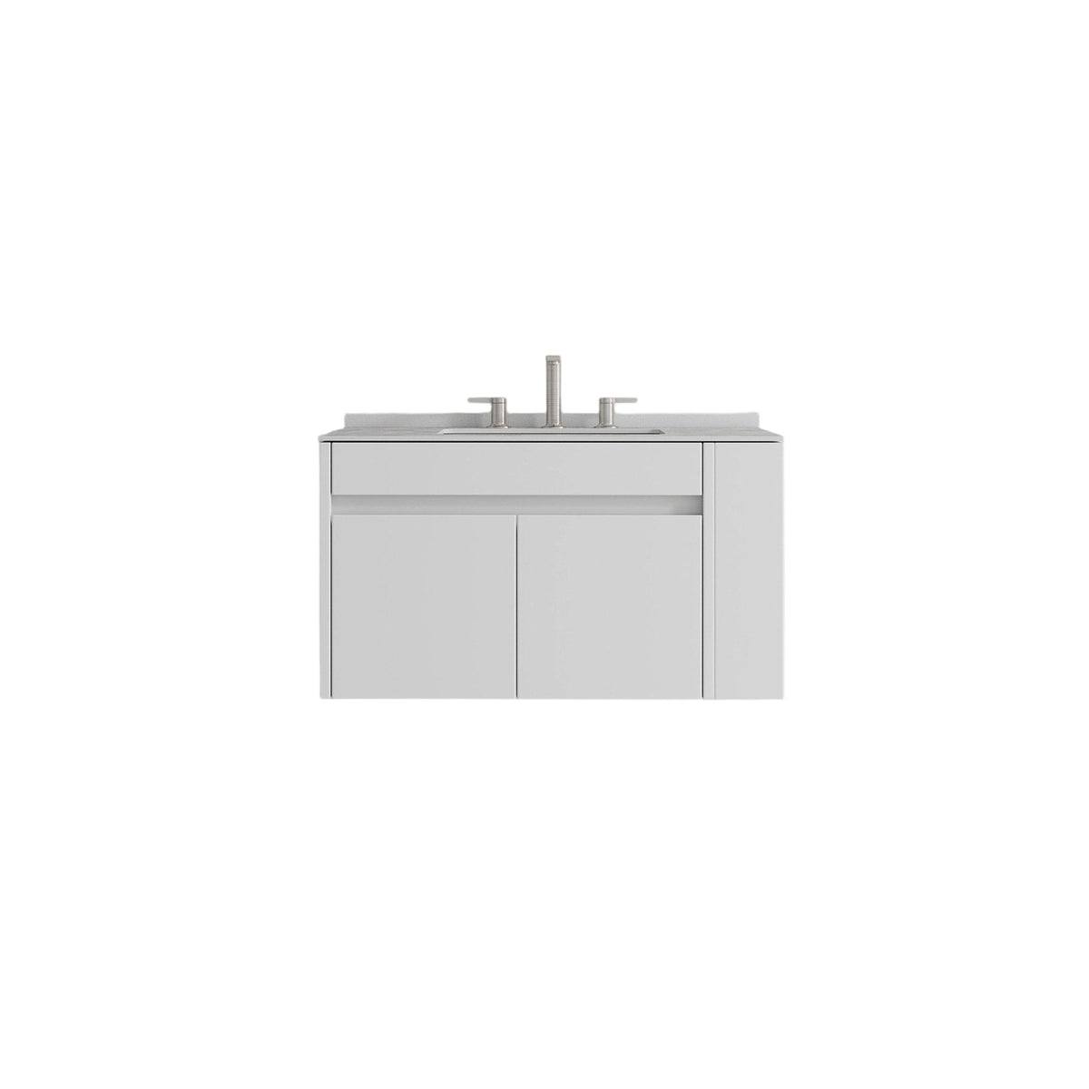 30" White Wood Floating Double Door Bathroom Vanity With Sink - HomeRoots - Flyclothing LLC