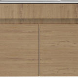 30" Brown Wood Floating Double Door Bathroom Vanity With White Sink - HomeRoots - Flyclothing LLC