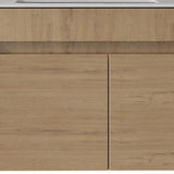 30" Brown Wood Floating Double Door Bathroom Vanity With White Sink - HomeRoots - Flyclothing LLC