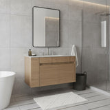 30" Brown Wood Floating Double Door Bathroom Vanity With White Sink - HomeRoots - Flyclothing LLC