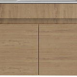 30" Brown Wood Floating Double Door Bathroom Vanity With White Sink - HomeRoots - Flyclothing LLC