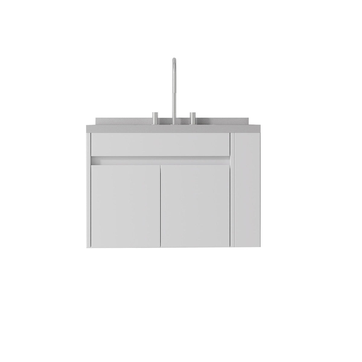 30" White Wood Floating Double Door Bathroom Vanity With Sink - HomeRoots - Flyclothing LLC