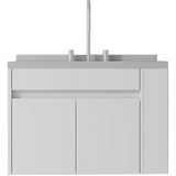 30" White Wood Floating Double Door Bathroom Vanity With Sink - HomeRoots - Flyclothing LLC