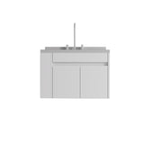 30" White Wood Floating Double Door Bathroom Vanity With Sink - HomeRoots - Flyclothing LLC