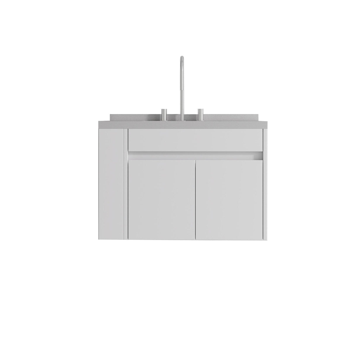 30" White Wood Floating Double Door Bathroom Vanity With Sink - HomeRoots - Flyclothing LLC