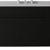 30" Black Wood Floating Double Door Bathroom Vanity With White Sink - HomeRoots - Flyclothing LLC