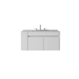 36" White Wood Floating Double Door Bathroom Vanity With Sink - HomeRoots - Flyclothing LLC