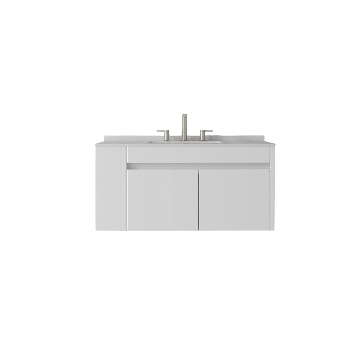 36" White Wood Floating Double Door Bathroom Vanity With Sink - HomeRoots - Flyclothing LLC
