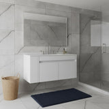 36" White Wood Floating Double Door Bathroom Vanity With Sink - HomeRoots - Flyclothing LLC