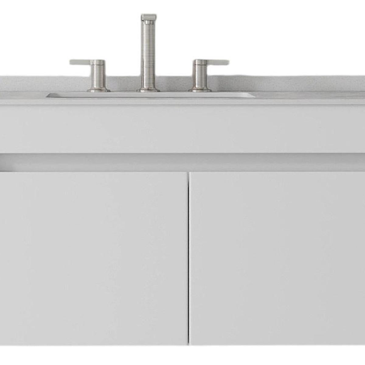 36" White Wood Floating Double Door Bathroom Vanity With Sink - HomeRoots - Flyclothing LLC