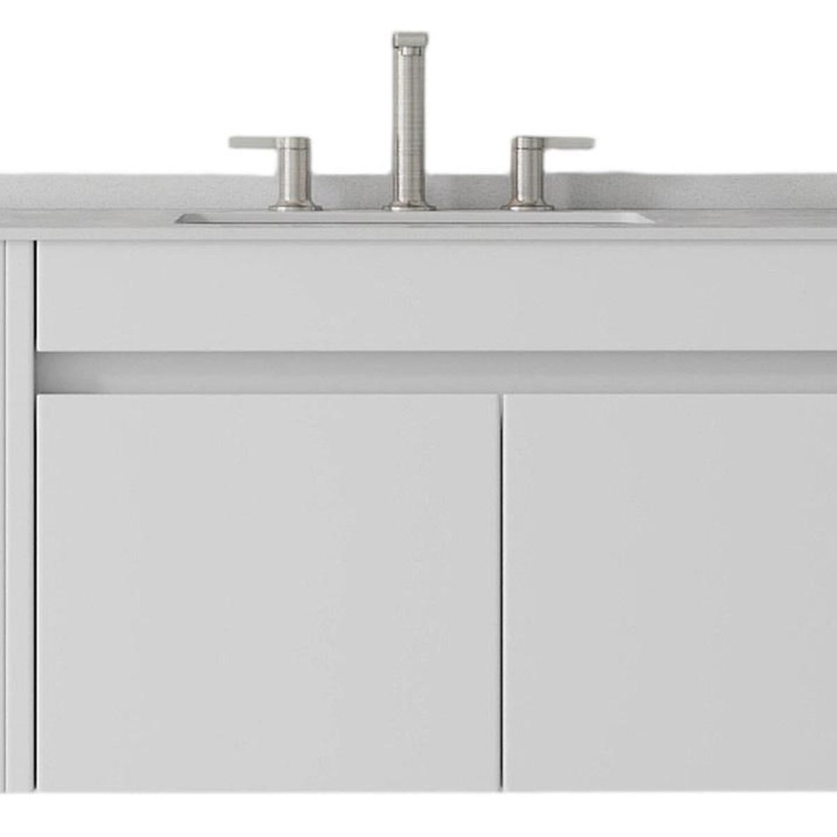 36" White Wood Floating Double Door Bathroom Vanity With Sink - HomeRoots - Flyclothing LLC