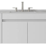 36" White Wood Floating Double Door Bathroom Vanity With Sink - HomeRoots - Flyclothing LLC