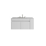 36" White Wood Floating Double Door Bathroom Vanity With Sink - HomeRoots - Flyclothing LLC