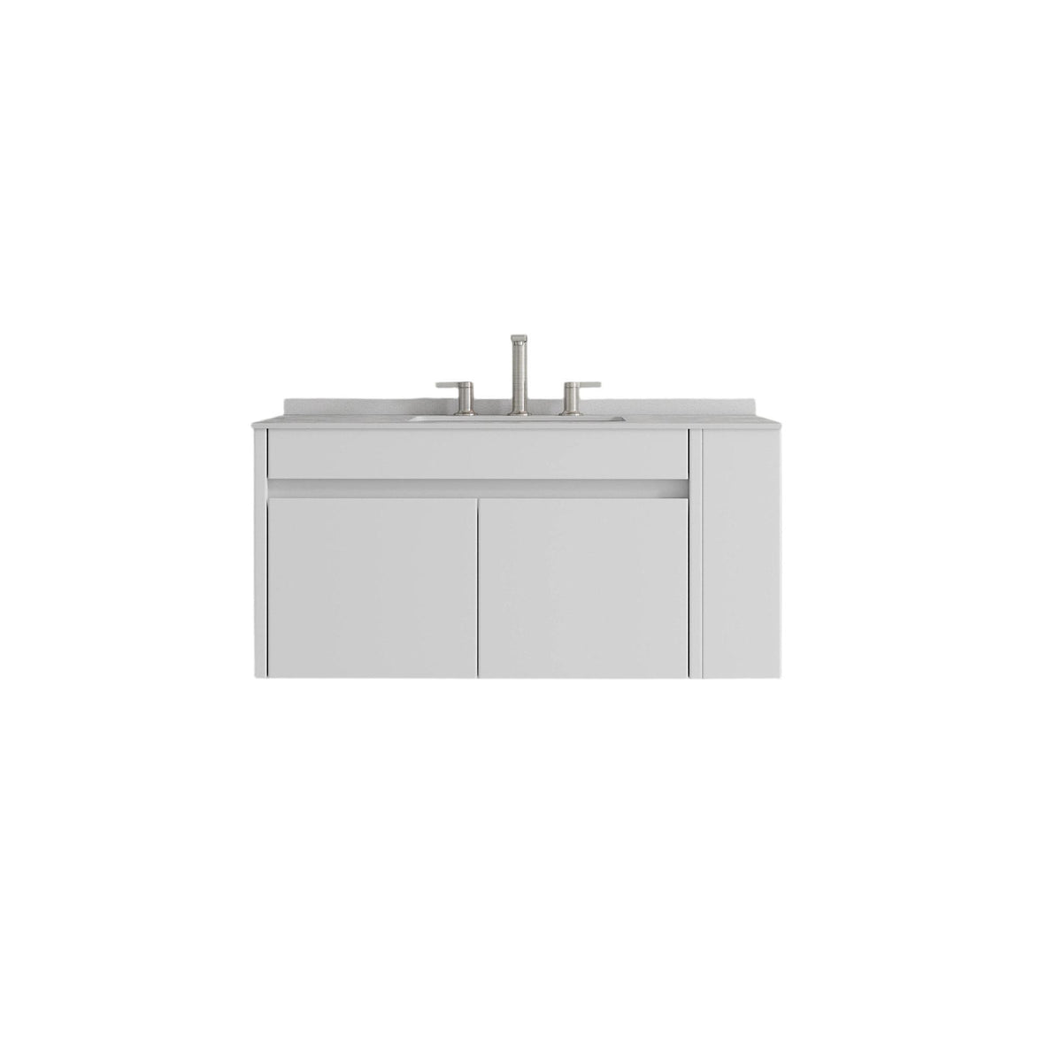 36" White Wood Floating Double Door Bathroom Vanity With Sink - HomeRoots - Flyclothing LLC
