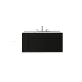 36" Black Wood Floating Double Door Bathroom Vanity With White Sink - HomeRoots - Flyclothing LLC