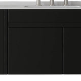 36" Black Wood Floating Double Door Bathroom Vanity With White Sink - HomeRoots - Flyclothing LLC