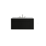 36" Black Wood Floating Double Door Bathroom Vanity With White Sink - HomeRoots - Flyclothing LLC